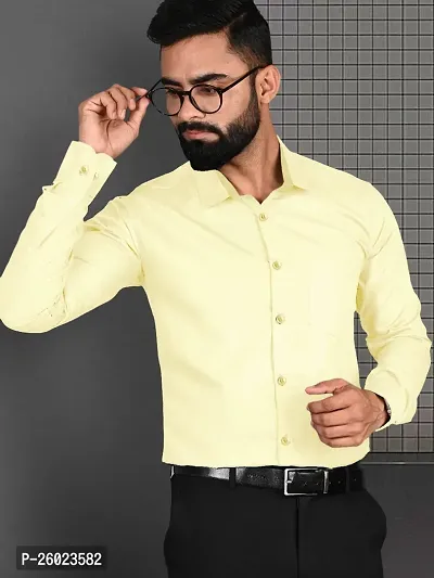 Reliable Yellow Cotton Solid Long Sleeve Formal Shirts For Men-thumb3
