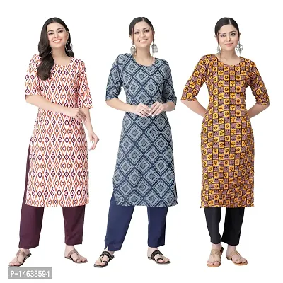 New Crepe Combo Printed Kurtis For Women Pack Of 3