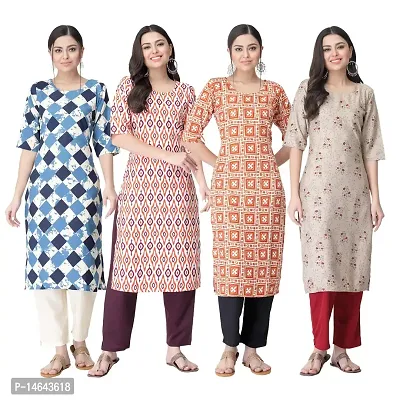 New Crepe Combo Printed Kurtis For Women Pack Of 4