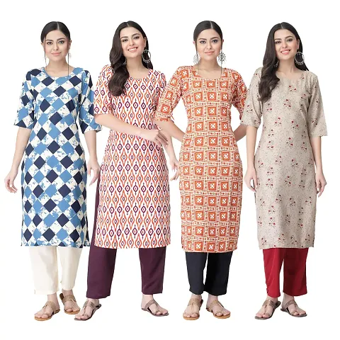 Trendy Crepe Kurta For Women- Combo Of 4