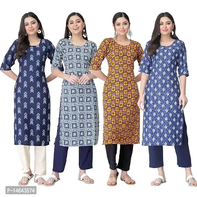 New Crepe Combo Printed Kurtis For Women Pack Of 4