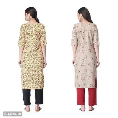 Attarctive Crepe Printed Straight Kurti Combo For Women Pack Of 2-thumb2