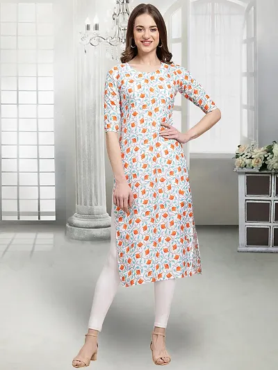 Stylish Crepe Floral Print Straight Kurta