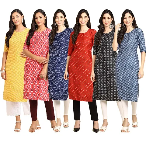 Fancy Combo of 6 Crepe Kurti