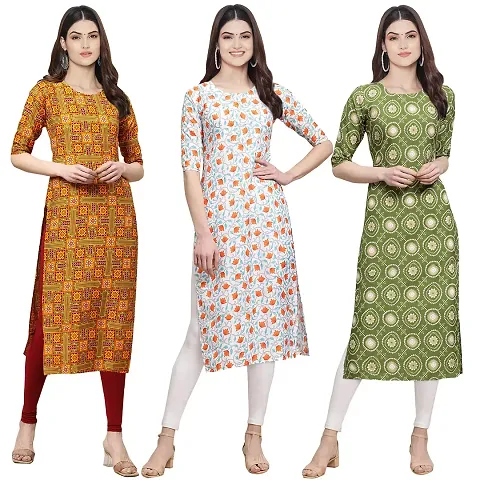 Beautiful Crepe Straight Kurta For Women Pack Of 3