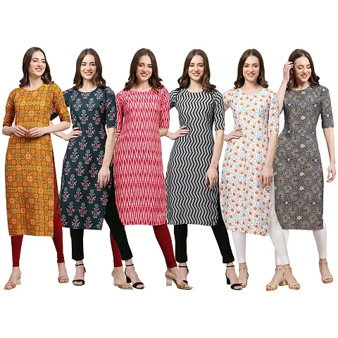 Stylish Crepe Printed Kurti - Pack of 6