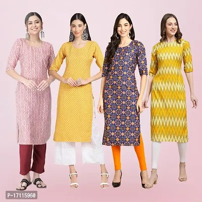 Women Stylish Crepe Printed Straight Kurta