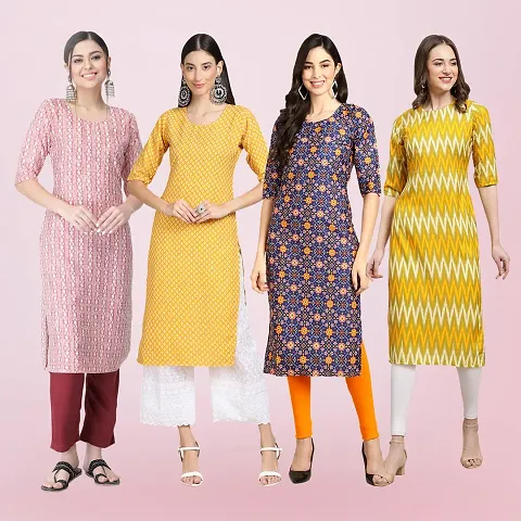 Pack Of 4 Crepe Printed Kurtis