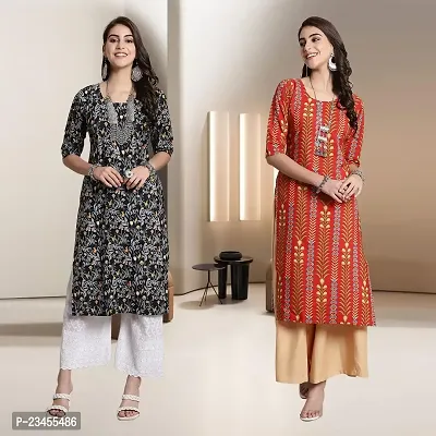 Fancy Rayon Kurtis For Women Pack Of 2-thumb0