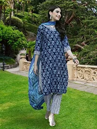 Fancy Cotton Blend Kurta Bottom And Dupatta Set For Women-thumb1