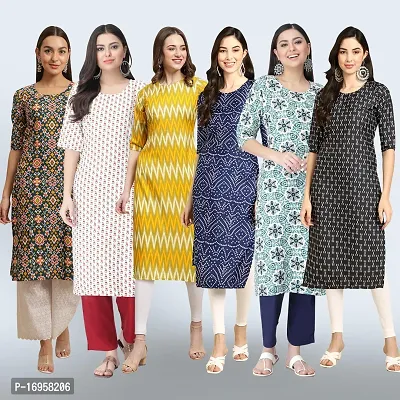 Women Stylish Crepe Printed Straight Kurta Combo-thumb0