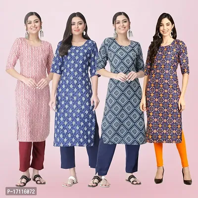 Women Stylish Crepe Printed Straight Kurta