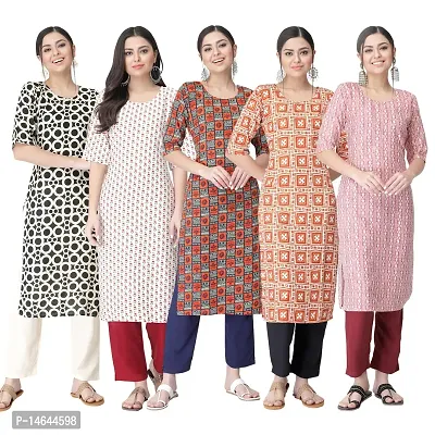 New Crepe Printed Kurtis Combo For Women Pack Of 5