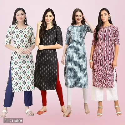 Women Stylish Crepe Printed Straight Kurta-thumb0