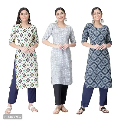 New Crepe Combo Printed Kurtis For Women Pack Of 3