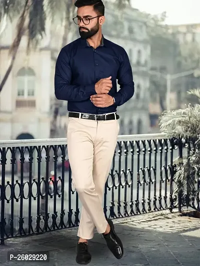 Buy Men Stylish Blue Cotton Solid Long Sleeve Semi Formal Shirt Online In India At Discounted Prices