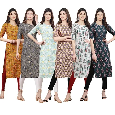 Stylish Crepe Printed Kurti - Pack of 6