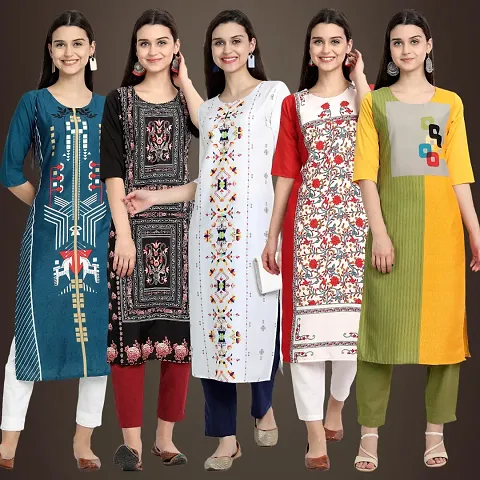 Fancy Crepe Kurtis For Women Pack Of 5