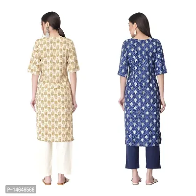 Attarctive Crepe Printed Straight Kurti Combo For Women Pack Of 2-thumb2