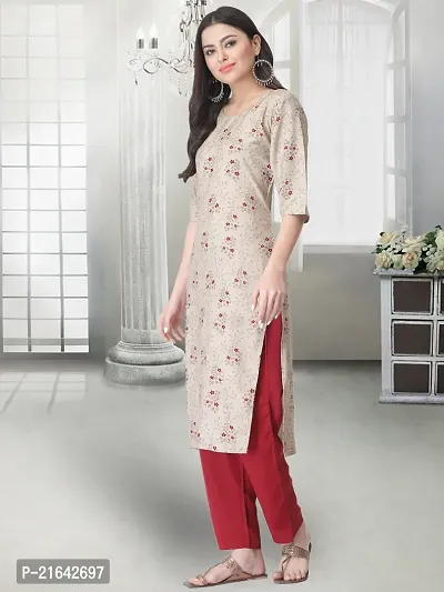 Stylish Beige Crepe Stitched Kurta For Women-thumb3