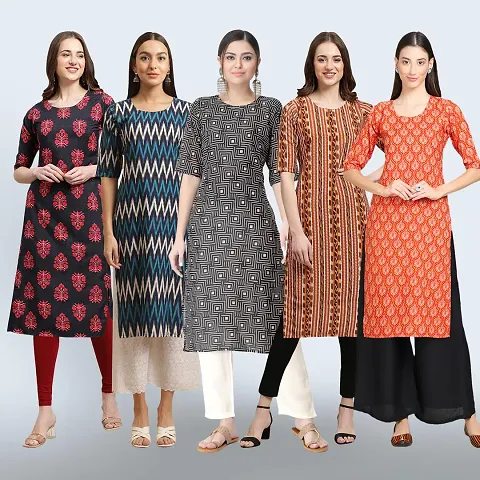 Women Stylish Crepe Straight Kurta Combo