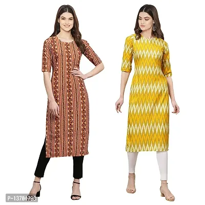 Stylish Crepe Digital Printed Kurta For Women- Pack Of 2