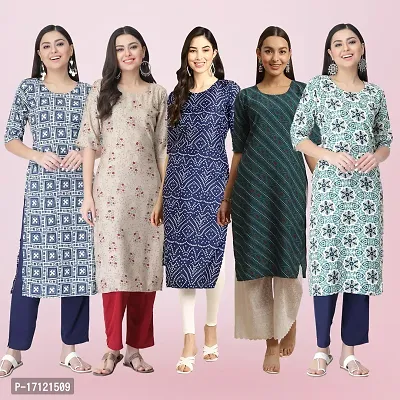 Women Stylish Crepe Printed Straight Kurta