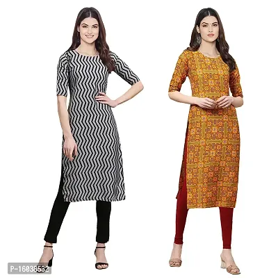 Stylish Digital Printed Women Crepe Kurta- Pack of 2-thumb0