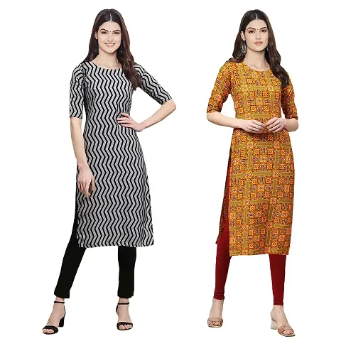 Stylish Crepe Printed Kurti - Pack of 2