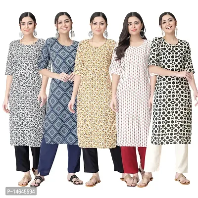 New Crepe Printed Kurtis Combo For Women Pack Of 5