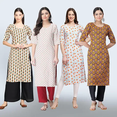 Trendy Crepe Kurta For Women- Combo Of 4