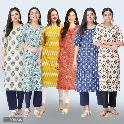 Women Stylish Crepe Printed Straight Kurta Combo-thumb0