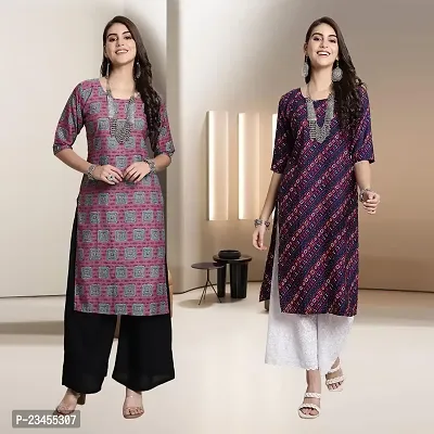 Fancy Rayon Kurtis For Women Pack Of 2-thumb0