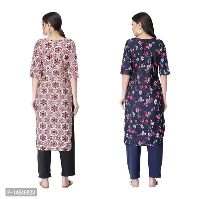 Attarctive Crepe Printed Straight Kurti Combo For Women Pack Of 2-thumb2