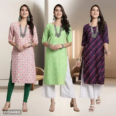 Fancy Rayon Kurtis For Women Pack Of 3-thumb0