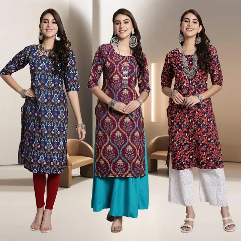 Fancy Rayon Kurtis For Women Pack Of 3