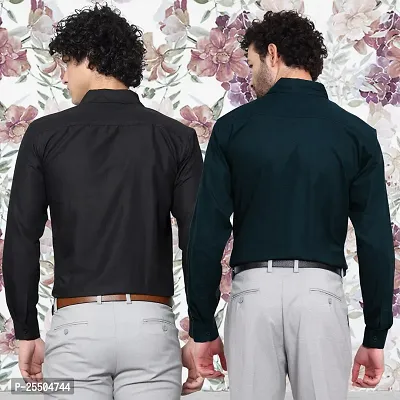 Elegant Cotton Multicoloured Long Sleeves Formal Shirt For Men- Pack Of 2-thumb3