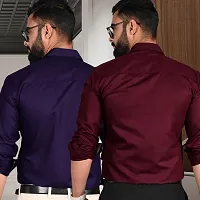 Comfortable Multicoloured Cotton Long Sleeve Formal Shirt For Men Pack Of 2-thumb1