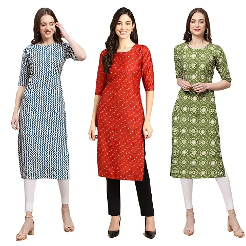 Trendy Crepe Printed Kurti - Pack of 3