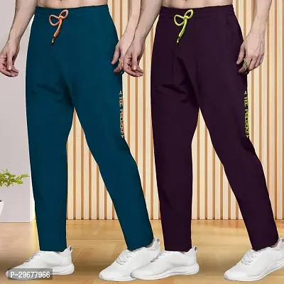 Stylish Multicoloured Lycra Regular Track Pants For Men Pack Of 2-thumb3