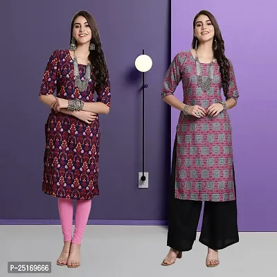 Fancy Crepe Kurtas For Women Pack Of 2-thumb0