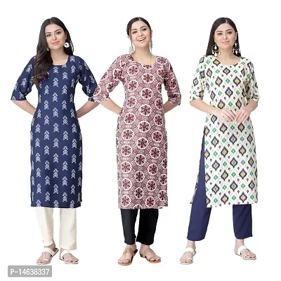 New Crepe Combo Printed Kurtis For Women Pack Of 3