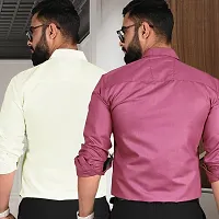 Comfortable Multicoloured Cotton Long Sleeve Formal Shirt For Men Pack Of 2-thumb1