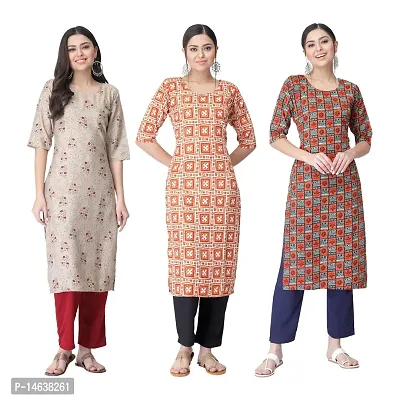 New Crepe Combo Printed Kurtis For Women Pack Of 3