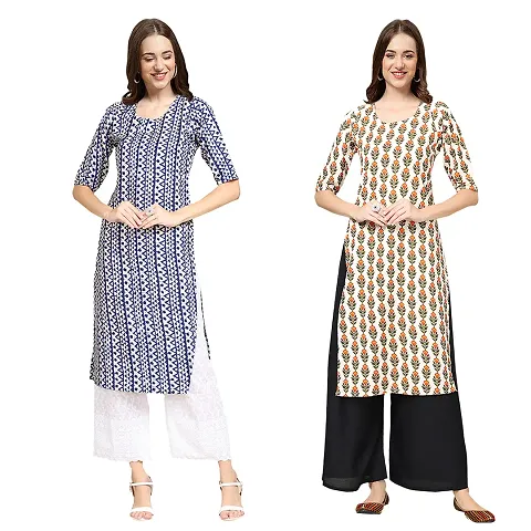 Pack Of 2- Printed Crepe Kurtas