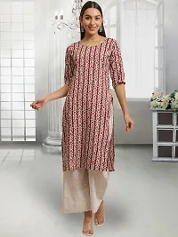 Stylish Beige Crepe Stitched Kurta For Women-thumb1