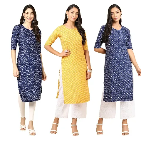 Beautiful Crepe Straight Kurta For Women Pack Of 3