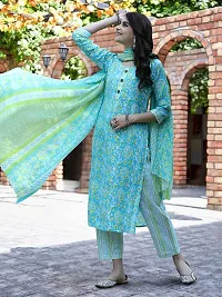 Fancy Cotton Blend Kurta Bottom And Dupatta Set For Women-thumb1