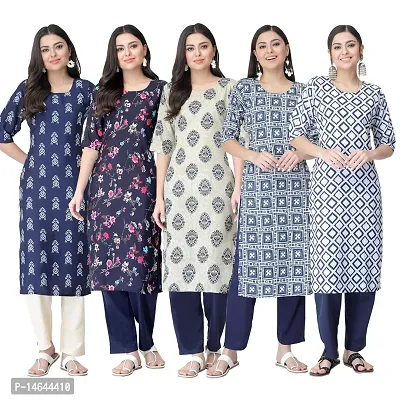 New Crepe Printed Kurtis Combo For Women Pack Of 5-thumb0