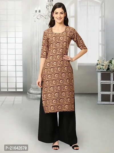 Stylish Beige Crepe Stitched Kurta For Women